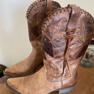 Brown Leather Western Cowboy Boots